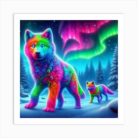 Psychedelic Wolf Family 4 Art Print