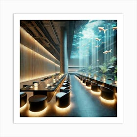 A Serene Japanese Restaurant Named Kaze No Yatai Art Print