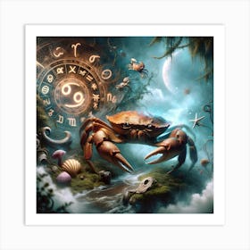 Astrological Dreamscape: Cancer's Mystical Journey Art Print