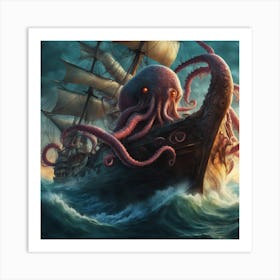 Octopus Ship 2 Art Print