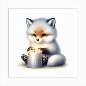 Fox With Candle Art Print