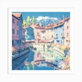 Canal Scene Annecy France Art Print