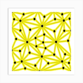 Abstract Yellow And Black Dots Art Print