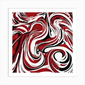 Abstract Red And White Swirls 1 Art Print