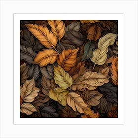 Autumn Leaves Seamless Pattern Art Print