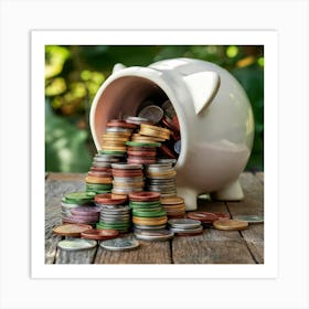 Piggy Bank With Coins 1 Art Print