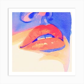 Watercolor Of A Woman'S Lips Art Print