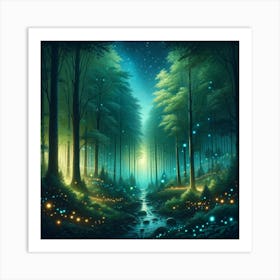 Fireflies In The Forest 1 Art Print