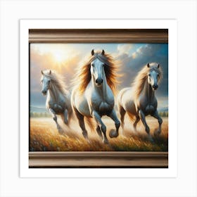 Three Horses Running 1 Art Print