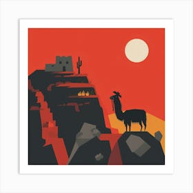 Red Llama In The Peruvian Desert Art Print