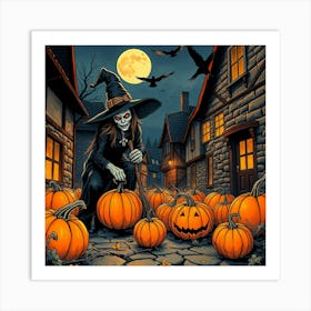 Halloween Pumpkin Witch - Diverse Art Illustration 5 Art Print