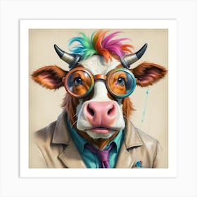 Cow With Glasses 1 Art Print