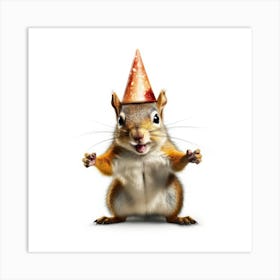 Squirrel In A Party Hat 1 Art Print