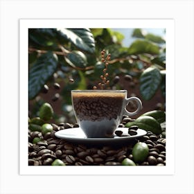 Coffee Cup With Coffee Beans 10 Art Print