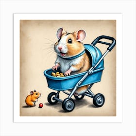 Hamster In A Stroller 1 Art Print