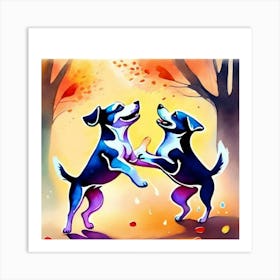 Two Dogs playing Art Print