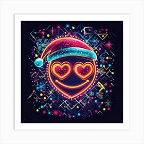 Vector Illustration Glowing Neon Emoji Face With Poster