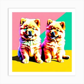 'Chow Chow Pups', This Contemporary art brings POP Art and Flat Vector Art Together, Colorful Art, Animal Art, Home Decor, Kids Room Decor, Puppy Bank - 63rd Art Print