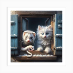 Ferrets In The Window 1 Art Print