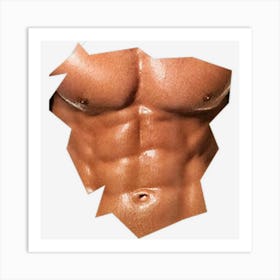 Mens Chest Six Pack Abs Funny Fake Abs Muscles Realistic Art Print