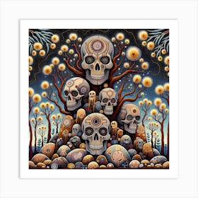 Skulls In The Forest Art Print