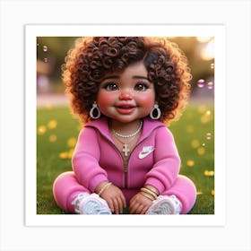 Little Girl With Curly Hair Art Print