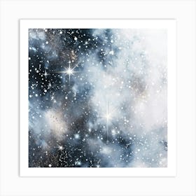 Abstract Galaxy In Watercolor Foreground Dust And Silver Sparkles Shimmering Space With A Bokeh Ef (4) Art Print