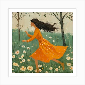 Girl In A Yellow Dress Art Print