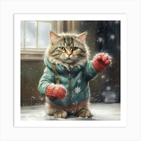 Snow Cat Art Print