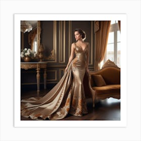 Golden Wedding Dress 1 Art Print