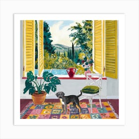 Dog By The Window Art Print