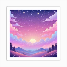 Sky With Twinkling Stars In Pastel Colors Square Composition 72 Art Print