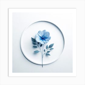 "Cyan Blossom Elegance"  'Cyan Blossom Elegance' portrays the delicate beauty of a single flower captured within the confines of a circular frame. The image's soft blue tones and the flower's intricate details convey a sense of purity and tranquility, making it a perfect piece to introduce a natural and serene element into minimalist or modern decor. This artwork celebrates the simple elegance of floral art and is ideal for those seeking to add a touch of botanical grace to their living space. Art Print