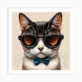 Sassy Cat with Shades Print Art and Wall Art Art Print