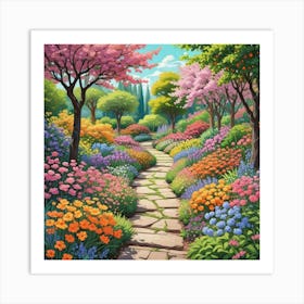 Into The Garden Ai Art Wall Art Design Illustration (23) Art Print