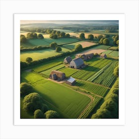 Aerial Photography Of A Farm Art Print