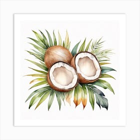 Coconut on Palm leaf 1 Art Print