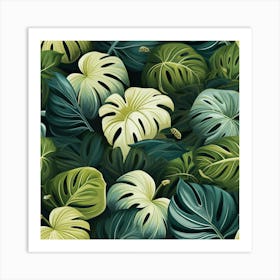 Seamless Pattern Of Tropical Leaves Art Print