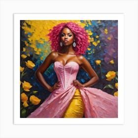 Black Woman With Pink Hair 1 Art Print