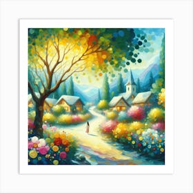 Village In Spring Art Print