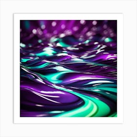 Abstract Purple And Green Wave Art Print