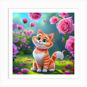 Cat In The Garden Art Print