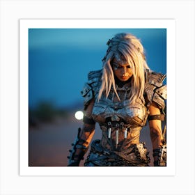 Woman In Armor Art Print