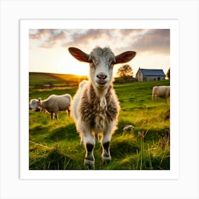 Grass Dairy Pasture Cattle Rural Rural Scene Green Goat Farm Grass Land Buck Eco Cute N (6) Art Print