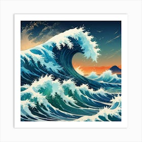 Great Wave At Sunset Art Print