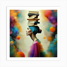 Artistic Grace in Surreal Book Balancing Art Print