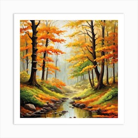 Forest In Autumn In Minimalist Style Square Composition 95 Art Print