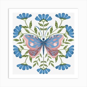 Soft pink and blue beautiful butterfly art Art Print