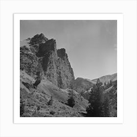 Lemhi County, Idaho, Sheer Cliffs Rise From The Road Along Williams Creek By Russell Lee Art Print