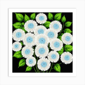 Bouquet Of White And Blue Flowers Art Print